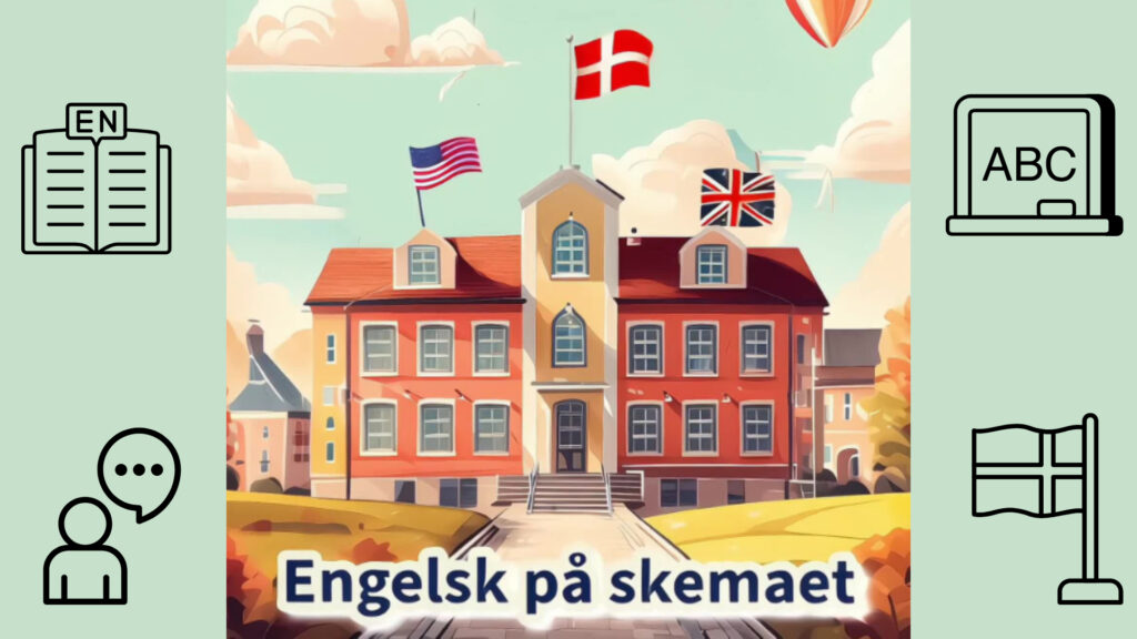 Billede til sang om at lære engelsk i indskolingen. Sangen "Engelsk" på skemaet" handler om glæden ved engelsk og er skrevet for at give sammenhold og motivation i engelskundervisningen