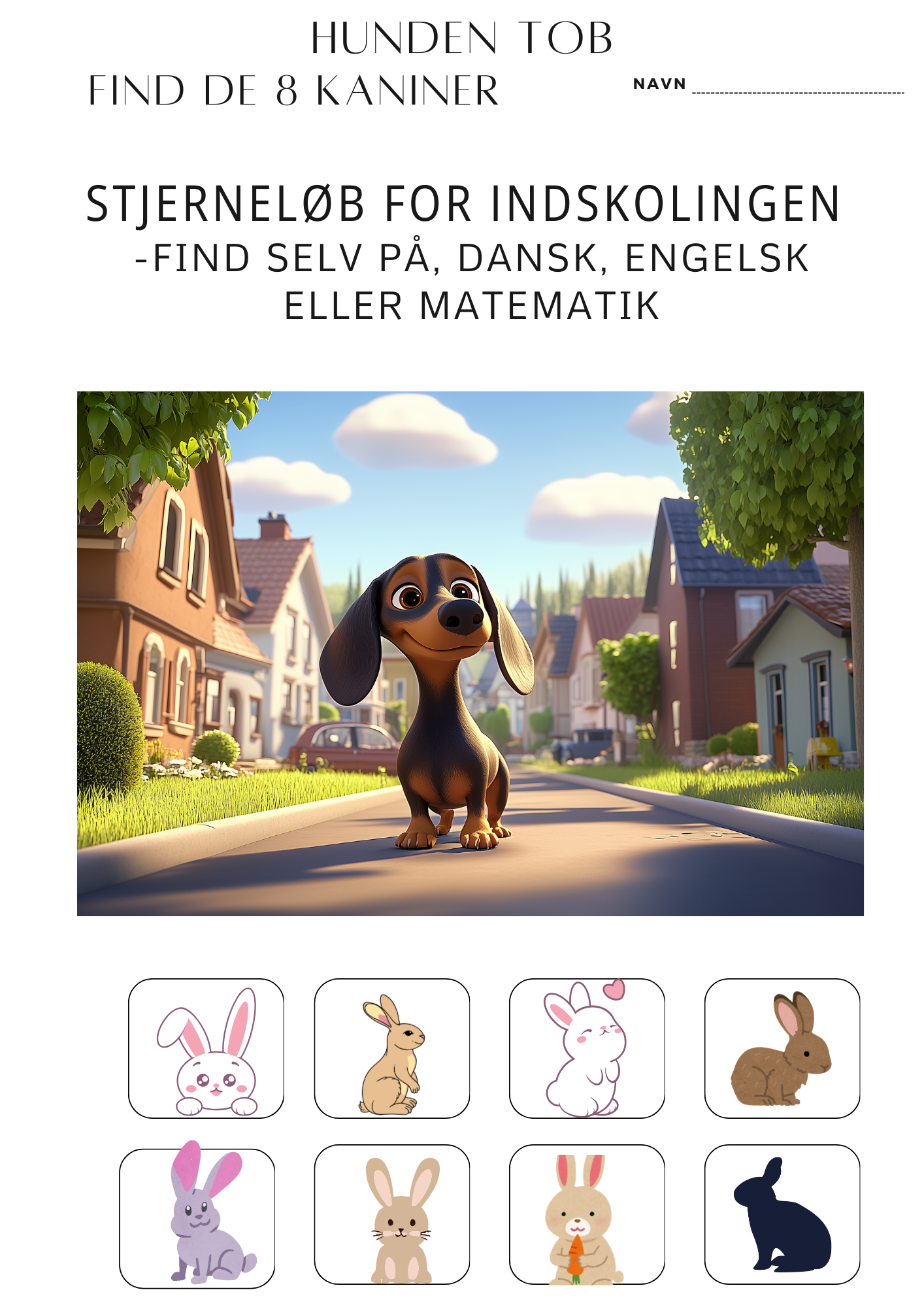 Find de 8 kaniner -lav selv stjerneløb for dansk, engelsk, matematik eller klassens time