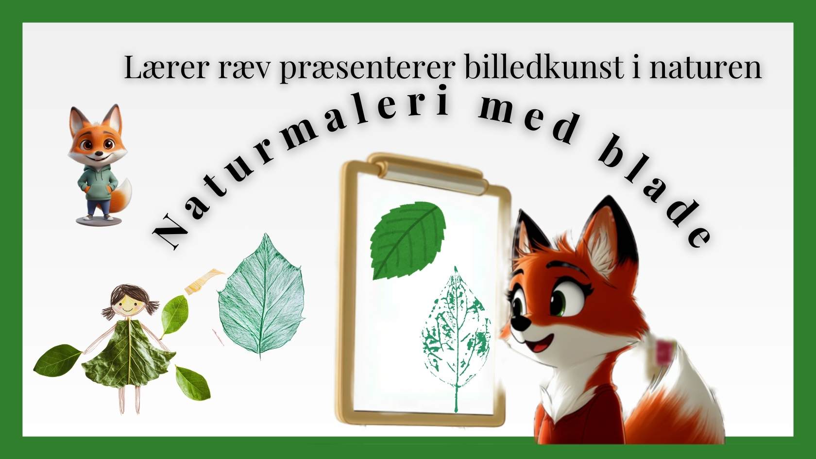 Billedkunst i indskolingen. Udeskole med eksempler på hvordan man kan bruge naturen i malerier og billeder.