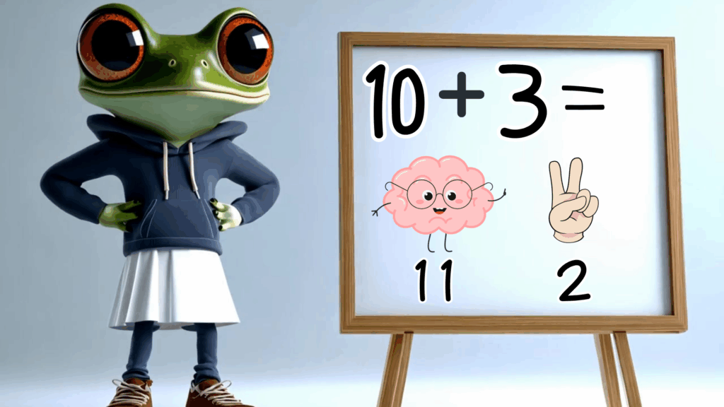 Lærer frø underviser i matematik. Matematik for indskolingen