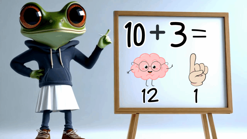 Lærer frø underviser i matematik. Matematik for indskolingen
