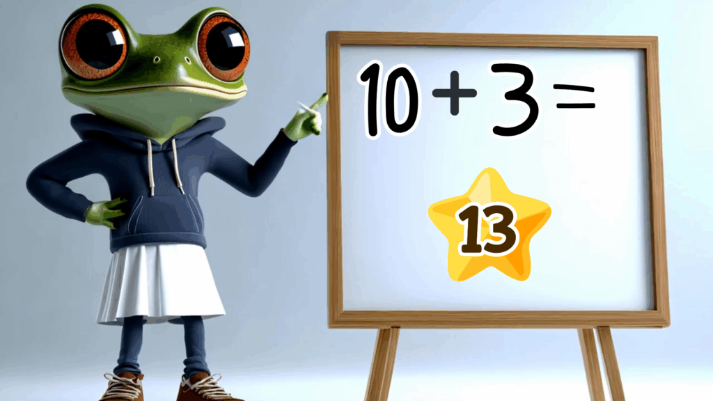 Lærer frø underviser i matematik. Matematik for indskolingen
