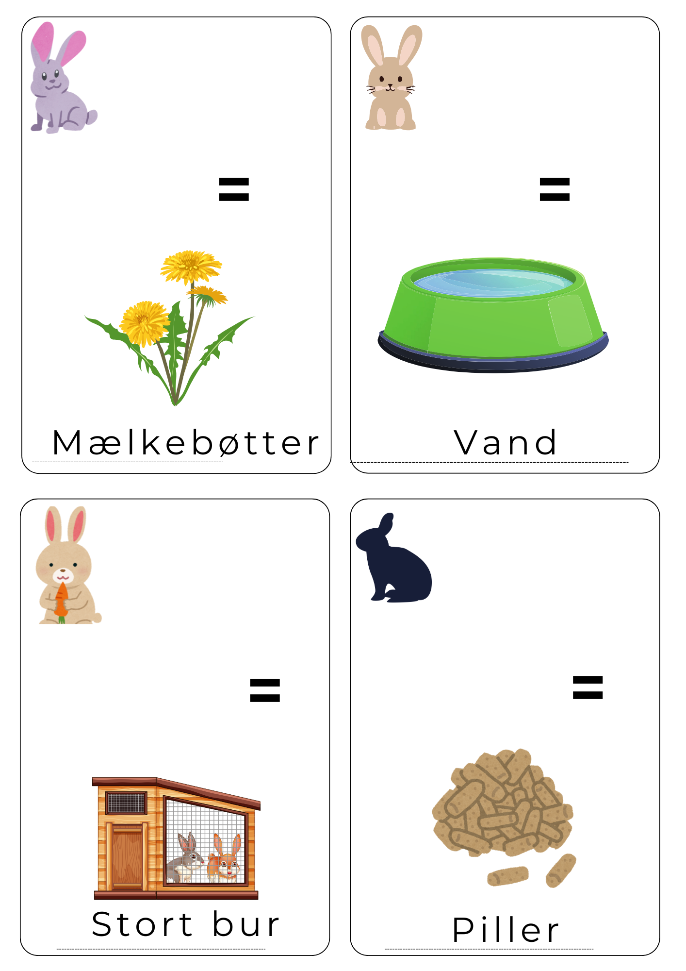 Løb eller stjerneløb til indskolingen matematik. Regn og hjælp kaninerne med at finde mad